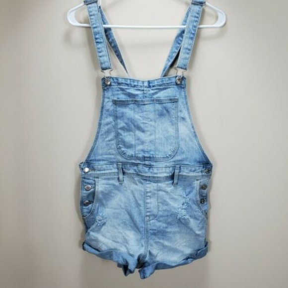 Old Navy Pants - Old Navy Women’s Denim Overalls Shortalls Small Light Wash High Rise‎ Destroyed